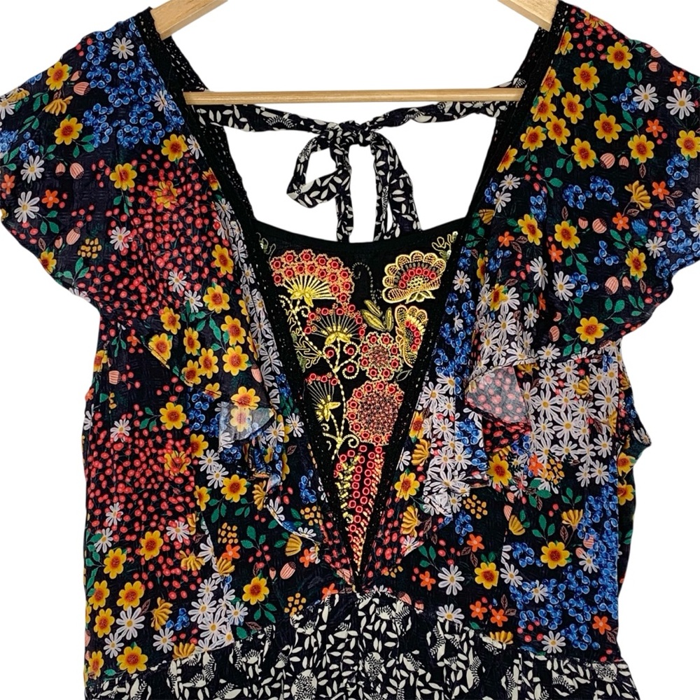 Bhanuni by Jyoti x Anthropologie Neda Beaded Ruffle Hem Top size Large - Picture 3 of 8